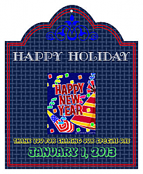 Happy Holidays New Year Rectangle Hang Tag 3.25x4