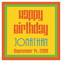 Square Hippie Birthday Label