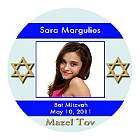 Stripe Star Big Circle Bat Mitzvah Label