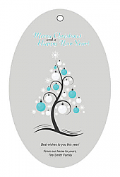 Abstract Christmas Tree Vertical Oval Hang Tag