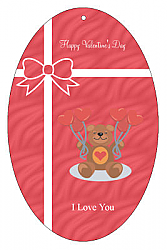 Present Valentine Vertical Oval Favor Tag 2.25x3.5