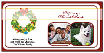 Christmas Wreath with Large Bow Cards with multiple photo 7.875" x 5.50" w-envelope