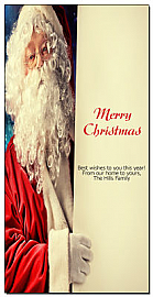 Christmas Side Scroll Santa Writing Holiday Card 4" x 8" w-Envelope