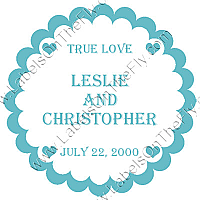 Mini Hearts Scalloped Circle Wedding Labels