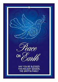 Vertical Rectangle Peace Dove Christmas Hang Tag