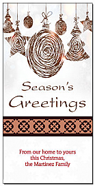 Christmas Metallic Seasons Greetings Ornaments Card 4" x 8" w-Envelope