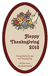 Thick Border Thanksgiving Oval Hang Tag 2.25x3.5