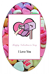 Simple Border Valentine Vertical Oval Favor Tag 2.25x3.5