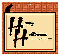 Black Cat Halloween Big Square Favor Tag 3.5x3.25