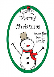 Holiday Snowman Vertical Oval