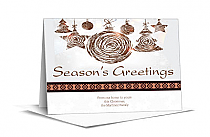 Christmas Metallic Seasons Greetings Ornaments Card 7.875" x 5.50"  w-Envelope