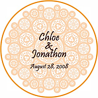 Circle Modern Tangerine  Wedding Coaster