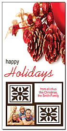 Christmas Corner Mistletoe and Pinecones Cards with photo  4" x 8" w-envelope