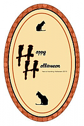 Black Cat Halloween Vertical Oval Labels