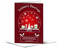 Christmas Good Tidings Winter Village Snow Globe Cards  5.50" x 7.875" w-envelope