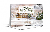 Christmas Holiday Snowy Cabin Cards 7.875" x 5.50" w-envelope