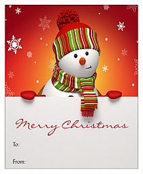 Big Rectangle Snowman Top Christmas To From Hang Tag