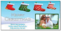 Christmas Stockings Hanging Outside Photo Christmas Card w-Envelope 8" x 4" family style