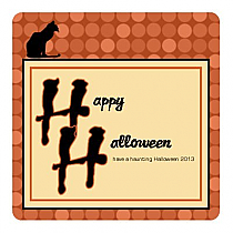 Black Cat Square Halloween Coasters 3.5x3.5