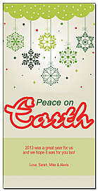 Christmas Peaceful Snowflake Ornaments Card 4" x 8" w-Envelope