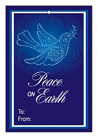 Vertical Rectangle Peace Dove To From Christmas Hang Tag