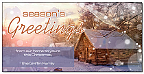 Christmas Sparkling Winter Cabin Cards  8" x 4" w-envelope