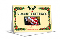 Christmas Mistletoe Holly Borders Cards with photo 7.875" x 5.50" w-envelope