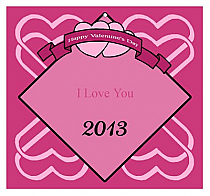 Heart Banner Valentine Big Square Favor Tag 3.5x3.25