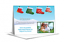 Christmas Stockings Hanging Outside Photo Christmas Card w-Envelope 7.875" x 5.50" family style