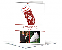 Holiday Snowflake Stocking Family Photos Christmas Card w-Envelope 5.50" x 7.875" family style