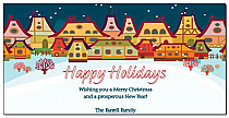 Happy Holidays Christmas Village Cards  8" x 4" w-envelope