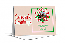 Seasons Greetings Stocking Wreath Photo Upload Christmas Card w-Envelope 7.875" x 5.50" family style