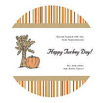 Stripes Thanksgiving Circle Coaster 3.5x3.5