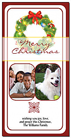 Christmas Wreath with Large Bow Cards with multiple photo 4" x 8" w-envelope 