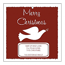 Square Red Dove Christmas Hang Tag