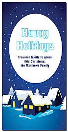 Midnight Blue Christmas Town Cards  4" x 8" w-envelope 