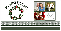 Holly Christmas Wreath Cards with multiple photo 8" x 4" w-envelope 