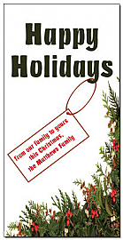 Christmas Tag Holly Berries Cards  4" x 8" w-envelope