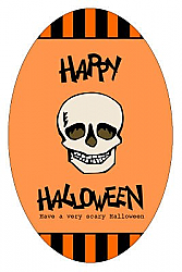 Striped Border Halloween Vertical Oval Labels