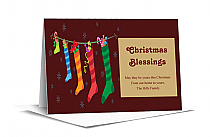 Family Stockings Hanging Christmas Card w-Envelope 7.875" x 5.50" business style