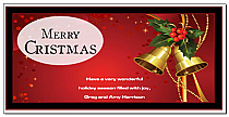 Christmas Holiday Mistletoe Jingle Bells Cards  8" x 4" w-envelope 