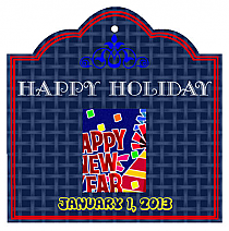 Happy Holidays New Year Small Square Hang Tag