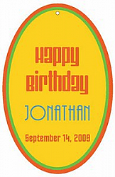 Hippie Oval Birthday Favor Tag