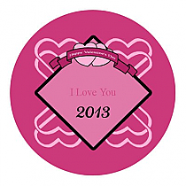 Heart Banner Valentine Circle Labels 2x2