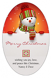 Vertical Oval Rectangle Snowman Top Christmas Labels