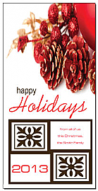 Christmas Corner Mistletoe and Pinecones Cards  4" x 8" w-envelope