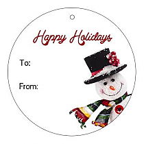 Circle Corner Snowman To From Christmas Hang Tag