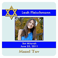 Stripe Star Square Bat Mitzvah Coaster