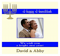 Hanukkah Menorah Stripe Square Bar Mitzvah Label