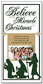 Christmas Card w-Envelope 4" x 8" Nativity Religious design 3 family style